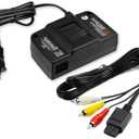 PEGLY 2-1 N64 Power Supply, N64 AV Cable, AV Composite Cable Video Cord & Replacement AC Adapter Set For Nintendo 64 (with av Cable)
