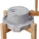 Artisanal Natural Stone Grain Mill (Solid Wood Base) - Household Grinder for Wheat/Spices & Coffee Beans, Ideal for Breads & Tortillas (7.87x11.8 Inches)