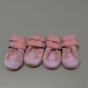 XSY&G Dog Boots,Waterproof Dog Shoes,Dog Booties with Reflective Strips Rugged Anti-Slip Sole and Skid-Proof,Outdoor Dog Shoes for Small Medium Large Dogs 4Pcs Pink-Size 2