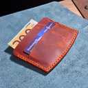 Handmade Minimalist 100% Genuine Leather Card Holder  Premium Slim Handmade Card Holder for Everyone No Machine Artisan Craft Durable Everyday Carry Cardholder Gift For Everyone. (Brick Color)