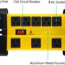 CCCEI Heavy Duty Surge Protector - 8 Outlet Power Strip with 1200 Joules, Metal with 6FT Extension Cord and Wide Spaced, Yellow