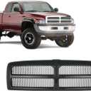 Front Grille With Honeycomb Mesh Insert (All Black) Front Grill Compatible With Dodge 1994-2001 Ram 1500 / Compatible With Dodge 1994-2002 Ram 2500 / Compatible With Dodge 1994-2002 Ram 3500