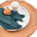 Fall Thanksgiving Rustic Cloth Napkins 16.5x16.5 Inches Handmade Cotton Linen Napkins with Fringe Boho Washable Dinner Napkins in Bulk for Wedding Party Table Decor Set of 10 Emerald Green