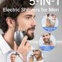 Electric Razor for Men, 5-in-1 Multi-Function Electric Shavers for Men, IPX7 Waterproof Bald Head Shaver with LED Display, Rechargeable Beard Trimmer Body Hair Trimmer, Ideal Gifts for Husband (Black)