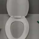 Toilet seat Elongated with Slow Close Hinges, Four Bumpers Never Loosen and Easily Remove, Two Sets of Parts, Plastic, White