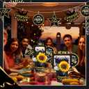 Leinuosen 4 Set Graduation Party Picture Centerpiece Picks Class of 2025 Photo Table Topper Congrats Grad Stick with Metal Bucket Artificial Flowers for High School College Grad Decor(Black and Gold)