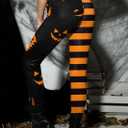 For G and PL Women's Halloween Costume Print Stretchy Leggings (Black, S)