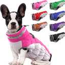 Lelepet Dog Coat with Harness Waterproof Dog Jacket, Reflective & Adjustable Turtleneck Neckline, Warm Fleece Vest for Winter, Coats for Small Dogs, Rose Red, S