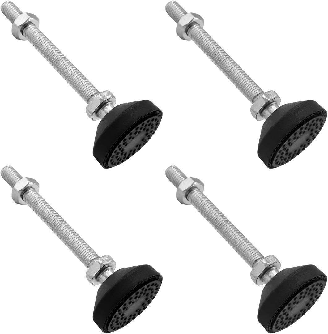 Bonsicoky 4 Pcs M10 Metal Adjustable Leveling Feet Heavy Duty, Swivel Furniture Glides Leveler for Table Desk Shelf Chair, Black, 5.1" x 1.9"/ 130mm x 48mm