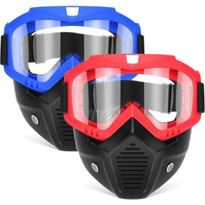 POKONBOY Detachable Masks, Tactical Mask with Goggles Compatible with Nerf Rival, Apollo, Zeus, Khaos, Atlas, & Artemis Blasters Rival Mask (red+blue)