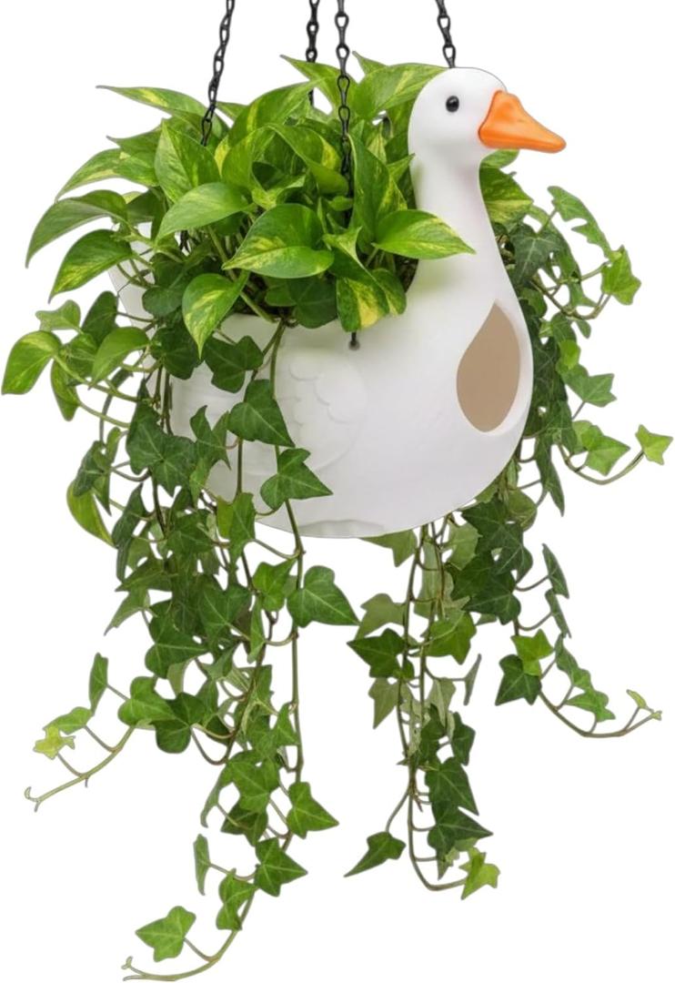 Goose Hanging Planter, Self-Watering Pot for Porch Decor