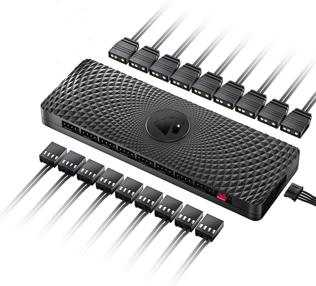 AsiaHorse VE-HUB 2IN1 ARGB/PWM hub Used SATA Power Supply,9 Ports for Addressable RGB Lighting with 9 Port PWM (Black) AsiaHorse VE-HUB 2IN1 ARGB/PWM hub Used SATA Power Supply,9 Ports for Addressable RGB Lighting with 9 Port PWM (Black)