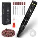Nail Drill Cordless 35000RPM Rechargeable Professional Electric Nail Drill Kit Wireless Nail File Drill Acrylic Drill for Acrylic Gel Nails Manicure Pedicure Polishing Remover (Black)