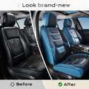 Coverado Car Seat Covers Full Set, Seat Covers for Cars, Front Seat Covers and Back Seat Cover Waterproof Leather Automotive Seat Cover, Universal Car Interior Protectors Cushion for Most Cars Blue