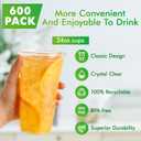 Lilymicky 600 Pack 24 oz Clear Plastic Cups, PET Disposable Drinking Cups, Crystal Clear, Perfect for Ice Coffee, Smoothie, Soda, or Any Cold Drinks