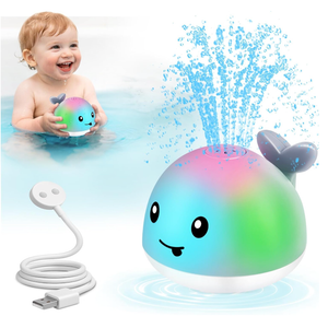 Gigilli Baby Bath Toys, Magnetic Rechargeable Bath Toys for Kids, Toddler Bathtub Pool Water Table Toys Sprinkler, Infant Boy Girl Gifts, Light Up Whale Bath Toy for Babies