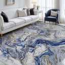 6x9 Area Rugs for Living Room, Modern Abstract Rug for Bedroom, Contemporary Machine Washable Rug, Large Stain Resistant Carpet for Dining Room Playroom Home Office, Pet & Kids Friendly (Blue)