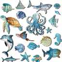 Wesiti 20 Pcs Wooden Fish Wall Decor Beach Decoration Coastal Wall Art Nautical Fish Turtle Seahorse Ocean Walls Art Sea Life Themed Beach Decor for Home Vintage Ornament for Home Bedroom Decoration