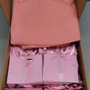 Zhanmai 100 Pcs 4.7 x 2.4 x 3.9 Mini Gift Bags Bulk with Tissue Paper Kraft Paper Bag with Handle Gift Tag for Birthday Party, Valentines Day, Baby Shower, Wedding, Mother's Day (Pink)