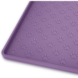 Ptlom Dog Food Mat Anti-Slip Pet Bowl Mats for Food and Water, High-Lips Pet Placemat Prevent Messy Spills to Floor, Waterproof Puppy Feeding Tray for Small, Medium Large Dogs Cats, Silicone