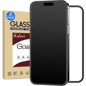 2 Pack Matte Glass Screen Protector for iPhone 15 Pro 6.1-inch 2023 with Easy Installation Frame, Anti-Glare Anti-Fingerprint, No Dazzling, 9H Tempered Glass Film, Dynamic Island Compatible