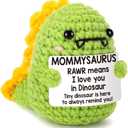 Mini Mother's Day Birthday Gifts for Mom from Daughter Son Husband I Love You Mommy Handmade Crochet Dino for New Mother Mama Single Bonus Mom Stepmom Mother in Law Thank You Ideas Best Ever Moms Gift (Green)