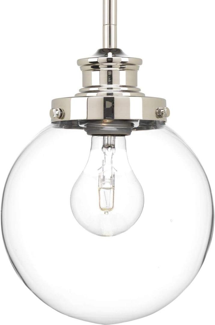 Progress Lighting Penn Collection 1-Light Clear Glass Farmhouse Mini-Pendant Light Polished Nickel