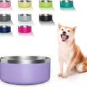 Dog Bowl, Stainless Steel Dog Food and Water Bowl with Non Slip Quiet Bottom, Easy to Clean, Dishwasher Safe, 40oz, Light Purple