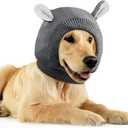 Quiet Ears for Dogs, Neck 14.96 Inch, Dog Ear Muffs Noise Protection Knitted Head Wrap Pet Hats for Medium to Large Pets(Dark Gray)