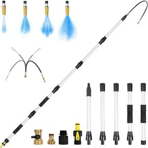 16FT Reach Gutter Cleaner, Gutter Cleaning Tools from the Ground with 3/4" Brass Shut-Off Valve & Bendable 360 Rotating Water Wand, Safe Cleaning for 2-Story Homes
