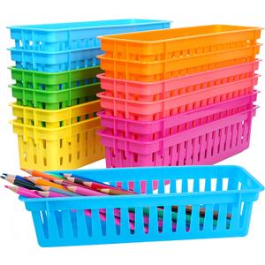 ZZYFGH Pack of 12 Pencil Holder for Kids Desk, Colorful Pen Baskets Tray for Organizing Classroom Supplies