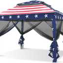 COOS BAY 11x11 Pop-Up Instant Gazebo Tent with Mosquito Netting Outdoor Canopy Shelter with 121 Square Feet of Shade (American Flag)