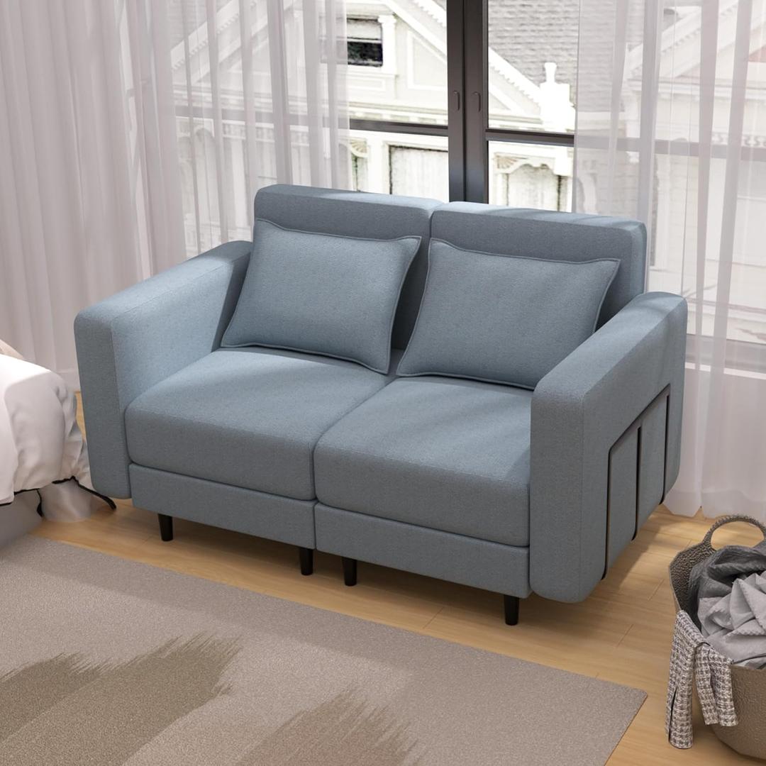 Elevon Modern Modular Sectional Sofa, Convertible Sectional Sofa Couch with High-Density Memory Foam, 2 Seat Comfortable Corner Sofa for Living Room & Office Lounge, Includes Ottomans