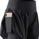 CADMUS 2 in 1 Women's Workout Shorts Athletic Gym Running Shorts for Women Phone Pockets, Black, Small