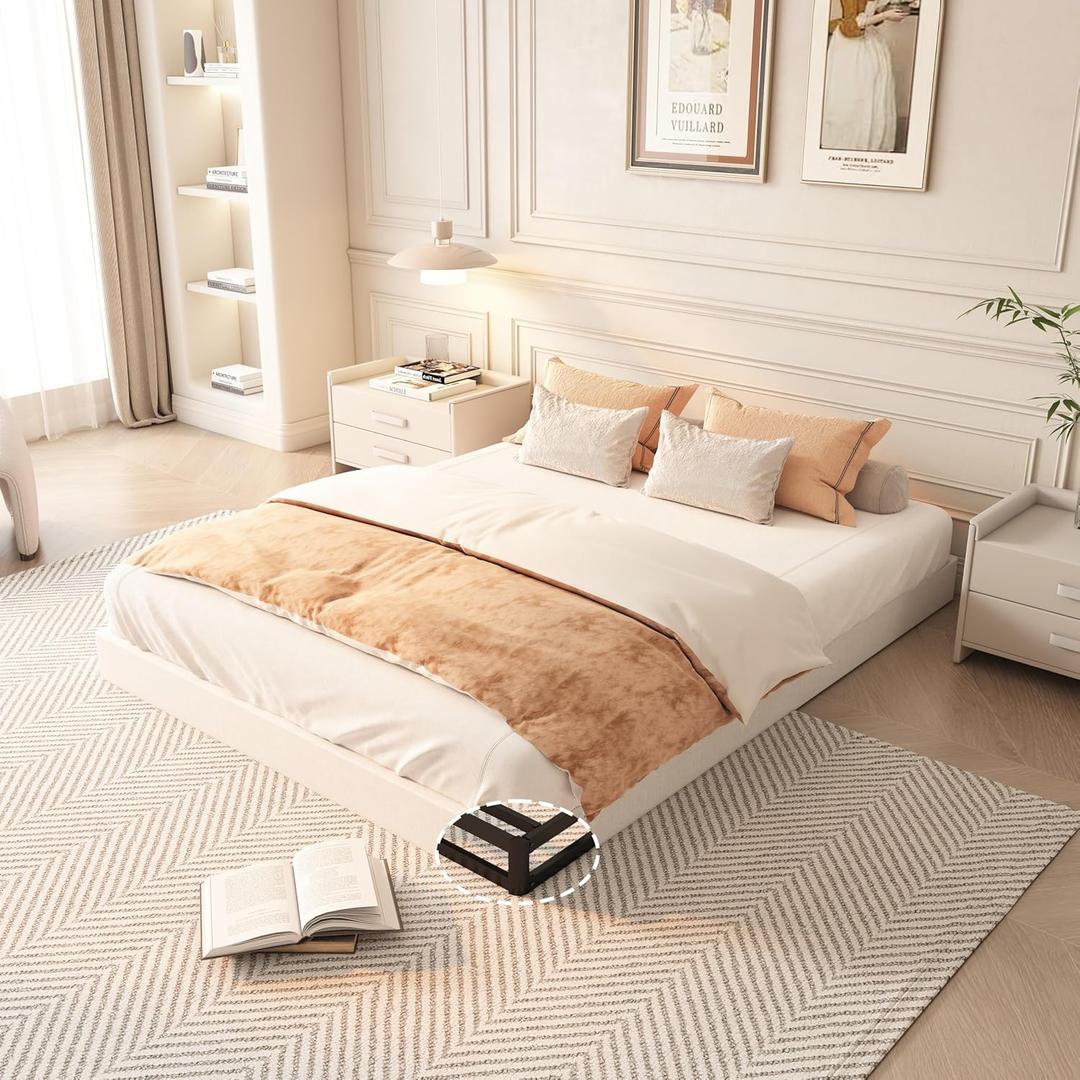 Queen Size Box Spring, 5 Inch Low-Profile Box Springs with Fabric Cover, Heavy Duty Metal Mattress Foundations Easy Assembly Noise-Free