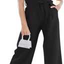 Haloumoning Girls Jumpsuit Kids Fashion Cap Sleeve Belted Wide Leg Romper One Piece Summer Outfits (13-14 Years, Black)