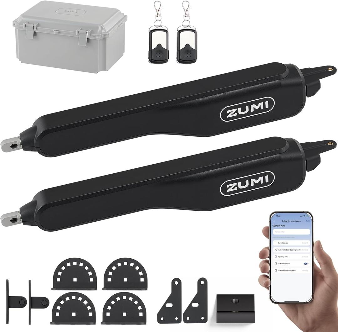 ZUMI Automatic Gate Opener, Dual Swing Smart App-Controlled Electric Opener for Gates up to 2900 lb and 20 ft, Driveway Swing Gate System with Remote Access
