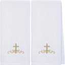 Buryeah 2 Pcs Pastor Hand Towels Christian Embroidered Hand Towels Christian Church Clergy Appreciation Gifts for Father's Day Bathroom, Kitchen(White)