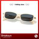 Breaksun Retro Rectangle Sunglasses for Women Men Trendy 90s Small Square Sun Glasses 2025 Designer Sunnies (Beige/Grey)
