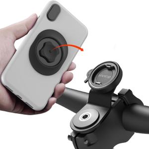 sincetop Bike Phone Mount,Mountain Bicycle Stem Phone Holder-Aluminum Handlebar Mini Phone Clip,Gravel/MTB/Road EBike Cycling Cell Phone Clamp,Quick Release Attach/Detach-BlackSeries C-1st Gen