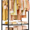 ULIFHOME P7 Rolling Clothes Rack, Clothing Racks for Hanging Clothes, Heavy Duty Garment Rack with Wheels, 3 Tiers Freestanding Portable Closet Rack 45''W 20.5''D 80.5''H, Max Load 480 lbs, Black