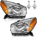 Headlights with High/Low Beam Bulbs for 2001-2002 2003 Toyota RAV4 | Halogen Headlights Assembly for 2001-2002 2003 Toyota RAV4 Base Sport Utility 4-Door, Chrome Housing, Driver & Passenger Side