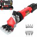 PAT JUUMG 1000W Sheep Shears Electric Farm Livestock Haircut with Blades Professional Animal Clippers 6 Speed Heavy Duty Electric for Thick Horses Sheep Alpacas Goats(Red)
