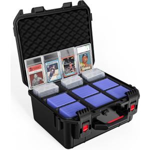 Card Storage Box for Graded Sports Cards  Waterproof Protective Case for PSA, CGC, BGS Slabs, Toploaders, and Magnetic Holders, Holds 600+ Cards, Ideal for Baseball, Basketball, and Football (Black)