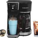Hamilton Beach 2-Way 12 Cup Programmable Drip Hot and Iced Coffee Maker & Single Serve Coffee Machine, Glass Carafe, Auto Pause and Pour, Black (47500J)