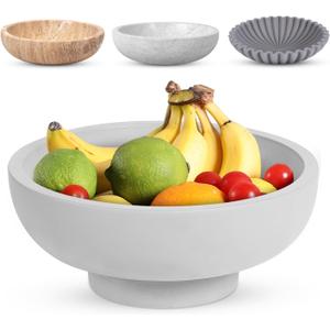 Concrete Fruit Bowl - 10.5 Diameter & 4.25 Height - Modern Key Bowl for Entryway Table - Decorative Pedestal Centerpiece - Grey (Grey - Modern) Concrete Fruit Bowl - 10.5 Diameter & 4.25 Height - Modern Key Bowl for Entryway Table - Decorative Pedestal Centerpiece - Grey (Grey - Modern)