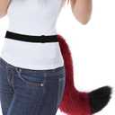 COSYEARS Faux Fur Fox Wolf Tail Animal Dog Furry Tails for Halloween Party Cosplay Accessory (Red)