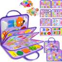 Walenty Busy Board Montessori Toys for Toddler Boy Girl Birthday Gifts, Busy Book Sensory Learning Toys for Toddlers, Educational Activities Airplane Car Travel Toy for Toddlers (Purple)