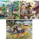 Bits and Pieces  Value Set of Three 50 Piece Jigsaw Puzzles for Adults  Dream Landscape, Home Grown, Sunrise Feasting Jigsaw Puzzles, Completed Puzzle Size: 15" x 19"