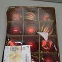 SHareconn 80mm Christmas Balls Ornaments,12PCS Colored Shatterproof Plastic Decorative Hanging Tree Decorations Baubles Set for Xmas Tree Decor Holiday Party Wedding Decoration with Lanyard,Red & Gold